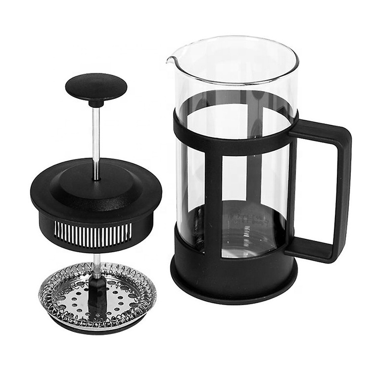 cheap price high borosilicate glass plastic black french coffee press