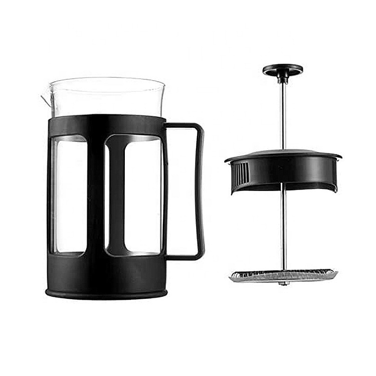 cheap price high borosilicate glass plastic black french coffee press