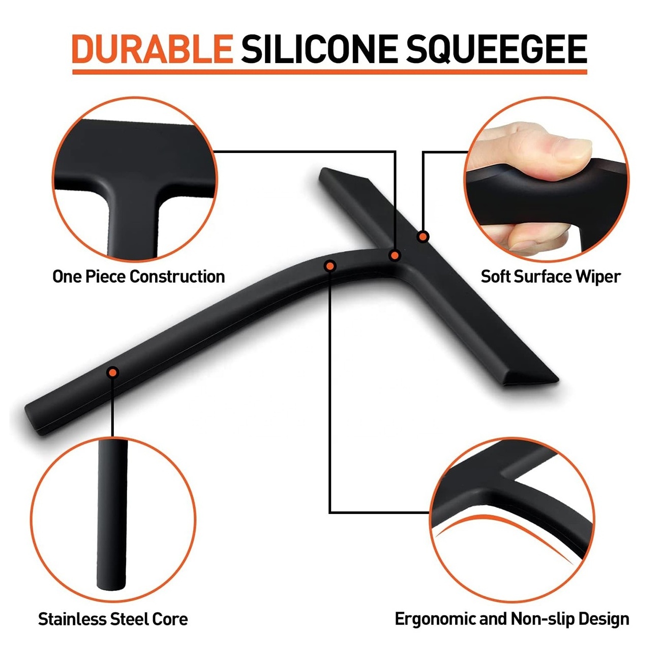 wholesale floor wiper 2in1mini silicone black shower squeegee