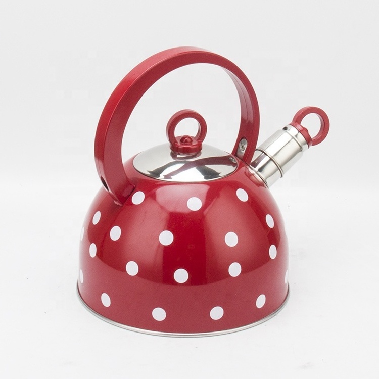 Kitchen office 2-quart Stove Top Food Grade  red dot Anti-rust Whistling Tea Pot cheapest kettle