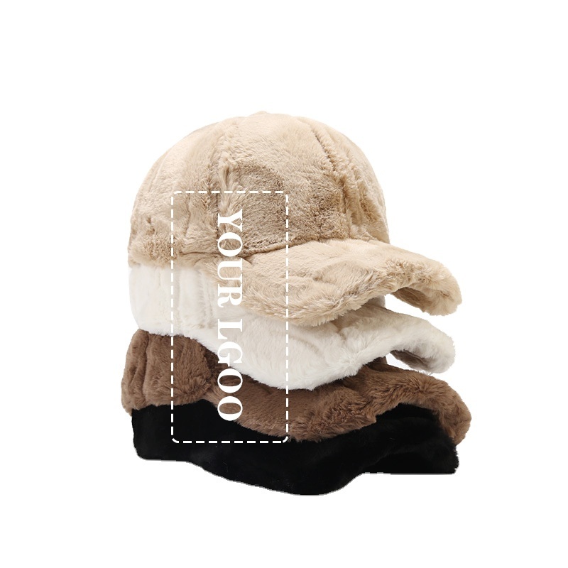 2024 new zjm new animal plush winter fur mink hats for ladies baseball cap hat custom