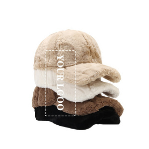 2024 new zjm new animal plush winter fur mink hats for ladies baseball cap hat custom