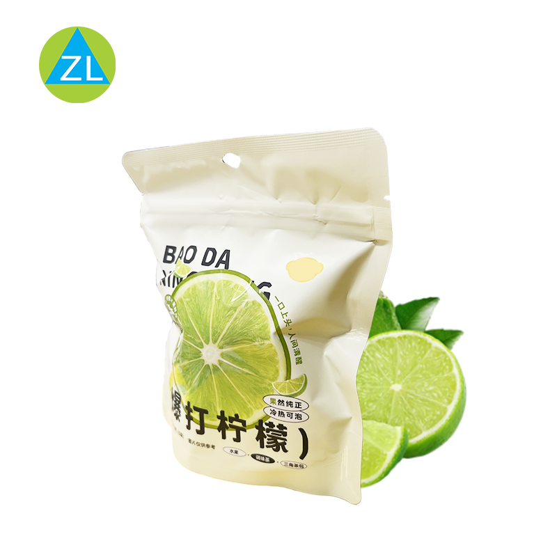 Factory Direct Reusable 15*12.5cm Candy Lemon Flavor Powder Drink Plastic Zipper Top Stand up Pouches Custom Food Packaging Bags