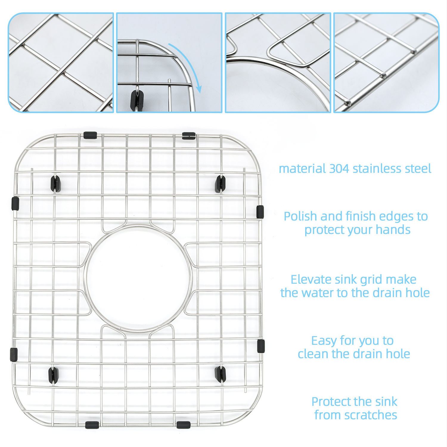 Yuan Ze custom made sink grid product Metal 304 Stainless Steel kitchen sink accessories sink bottom grid