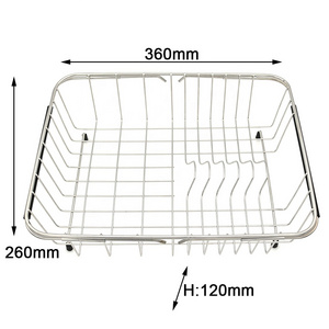 Dish Drainer Drying Rack Basket Kitchen Sink Adjustable Expandable Over The Sink Stainless Steel Storage  Basket  &  Wire Racks