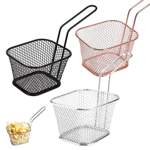 Metal Stainless Steel kitchen cooking accessories Mini French fries basket chips serving basket