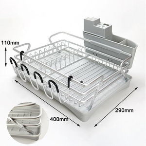 2024 Aluminum Sink Dish Rack Dish Drainer Rack Kitchen Sink Dish Drying Rack With Drainboard Set