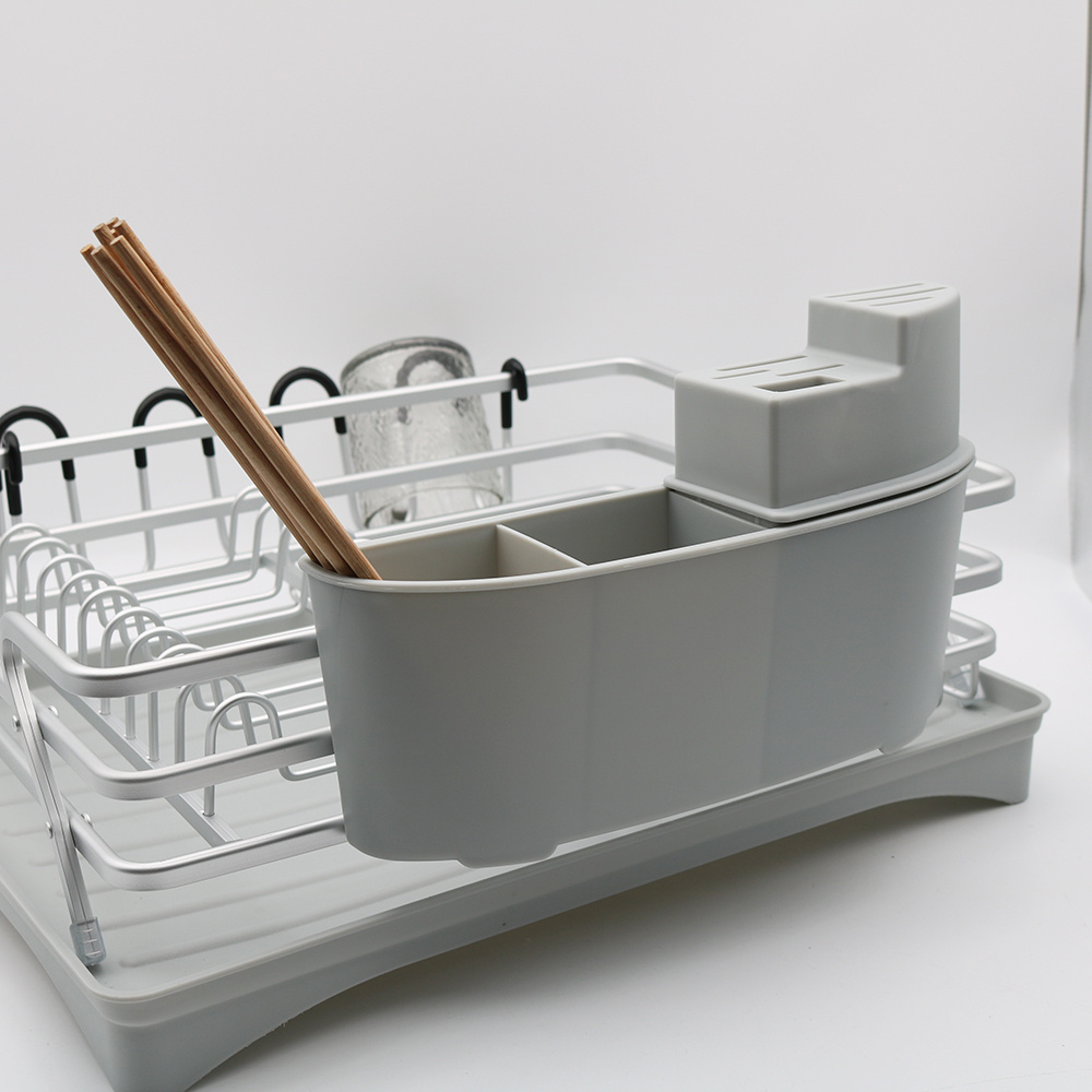 2024 Aluminum Sink Dish Rack Dish Drainer Rack Kitchen Sink Dish Drying Rack With Drainboard Set