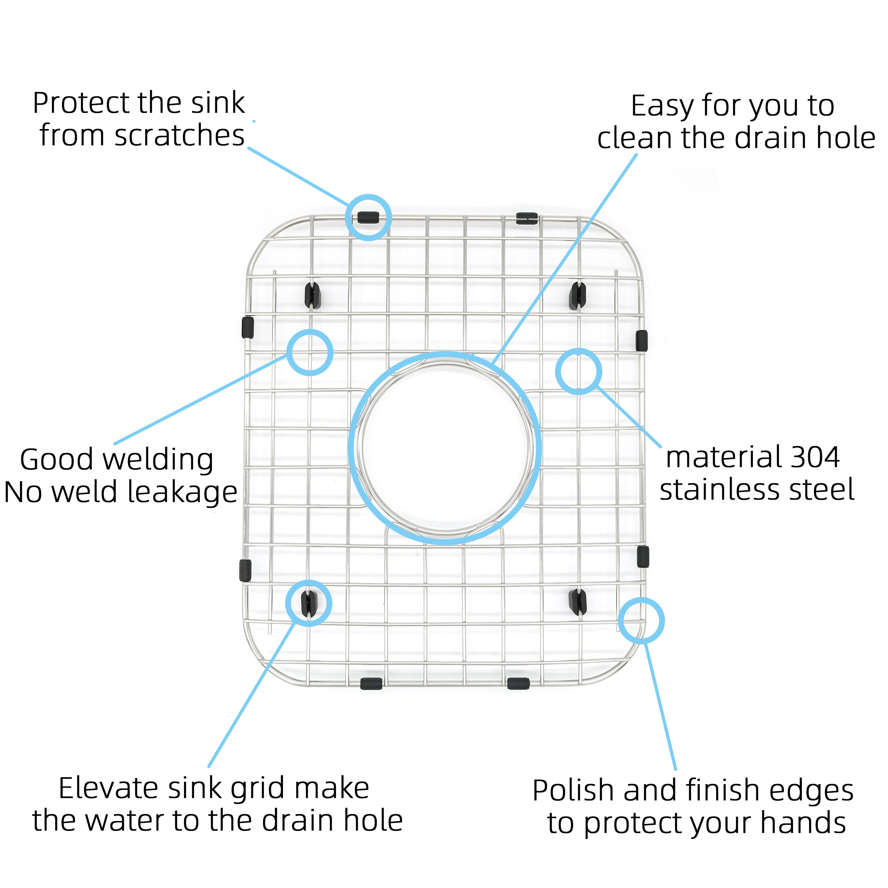 Yuan Ze custom made sink grid product Metal 304 Stainless Steel kitchen sink accessories sink bottom grid