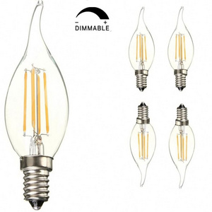 E14 E27 E26 Dimmable Candle Light C35 BentTip LED Light Bulbs 60W Equivalent Vintage Candelabra Bulb for Ceiling Fan 2700k