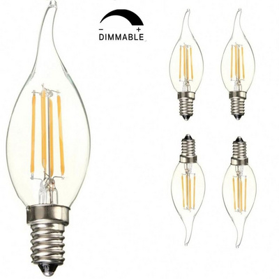 E14 E27 E26 Dimmable Candle Light C35 BentTip LED Light Bulbs 60W Equivalent Vintage Candelabra Bulb for Ceiling Fan 2700k