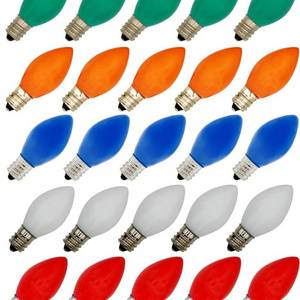 C7 LED Multicolor Light Bulbs for Christmas Light Strings, 0.7W Ceramic LED Vintage Light Bulbs for C7