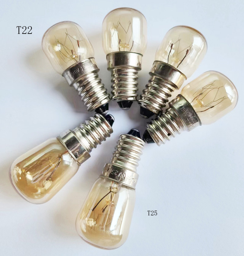 E12 E14 E17 B15 Refrigerate Bulb 120V 220V 230V Salt Lamp Bulb 7W 10W 15W 20W 25W Incandescent Indicator Bulbs T22 T25 T20 T18