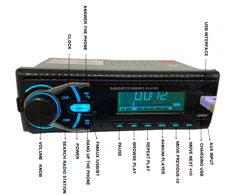 Fast Charging 7 Colors Auto Car Stereo Dual USB LCD Display Car Audio Detachable Panel ID3 App Car Mp3