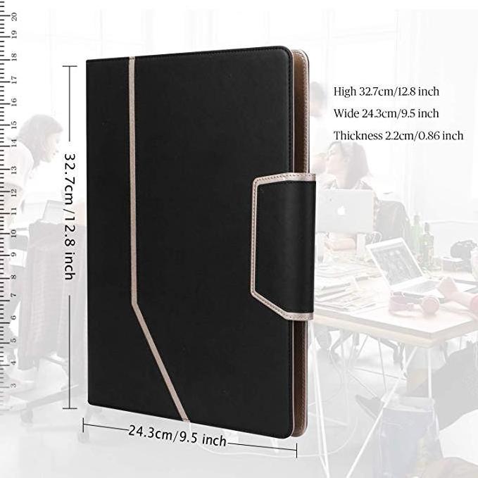 Hot sell PU leather business padfolio binder  A4 portfolio case folder with clipboard