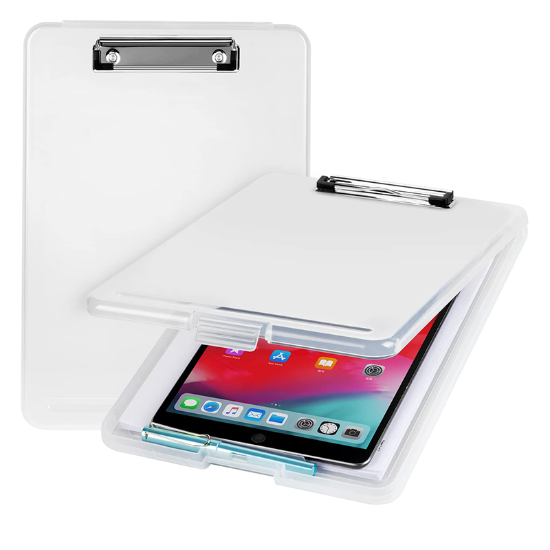 2022 durable A4 plastic letter size with clear foldable storage clipboard for teacher students sales jobsite office