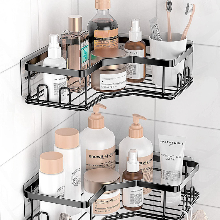 Suction Stainless Steel Basket Without Drilling Wall Mounted Storage Organizer Rack Corner Shower Caddy Shelf Bathroom Shelves