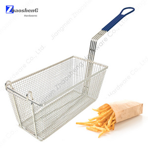 Commercial Kitchen Custom Potato Rectangle KFC Chip Chicken Frying 304 Stainless Steel Deep Fryer Fry Basket