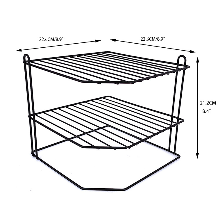 Space Saving Kitchen Bathroom Organizer Wire Counter Cabinet Storage 3 Tier Corner Plates Rack Helper Shelf