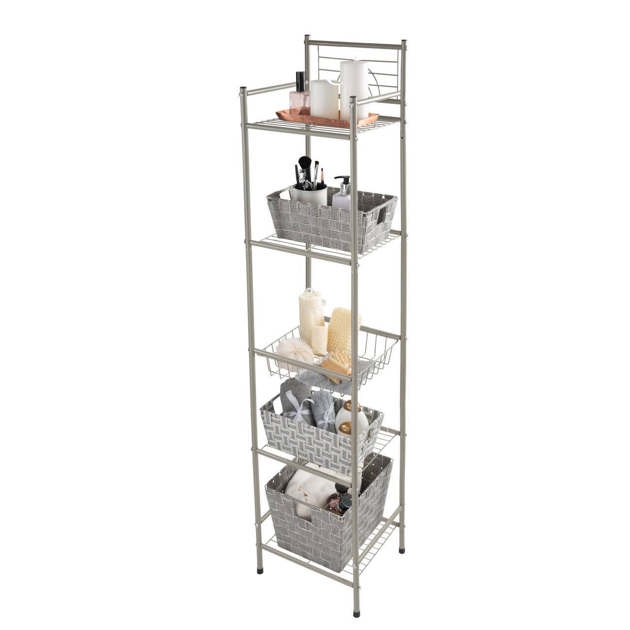 Toilet Rack Organizer Metal Steel 5 Tier Towel Holder Steel Display Stand Bathroom Shelves Storage Racks Shelving Units