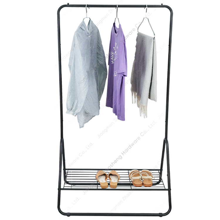 Floor Standing Coat And Shoe Rack Metal Garment Rail Clothing Display Hanger Stands Clothes Rack For Bedroom Home