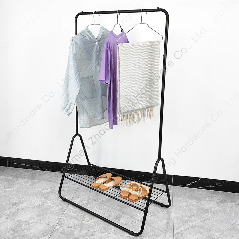 Floor Standing Coat And Shoe Rack Metal Garment Rail Clothing Display Hanger Stands Clothes Rack For Bedroom Home