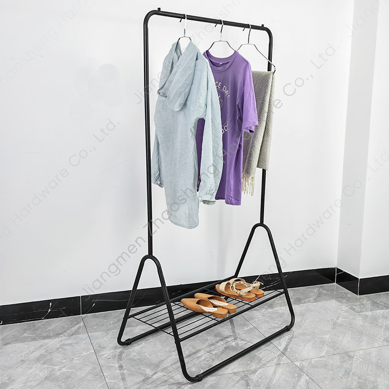 Floor Standing Coat And Shoe Rack Metal Garment Rail Clothing Display Hanger Stands Clothes Rack For Bedroom Home