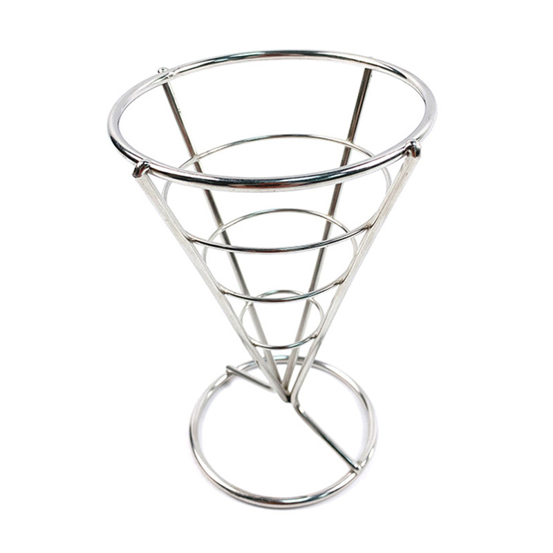 French Fries Stand Commercial Ice Cream Waffle Cone Holder Stainless Steel Display Rack Holder for Pizza Cone