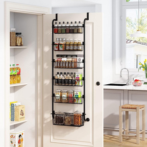 Metal Hanging Basket Wall Shelf Kitchen Cabinet Wall Mounted Spice Rack 6-tier Over The Door Pantry Organizer