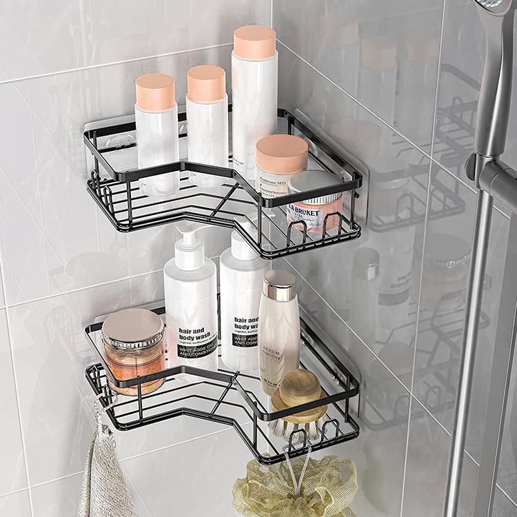 Suction Stainless Steel Basket Without Drilling Wall Mounted Storage Organizer Rack Corner Shower Caddy Shelf Bathroom Shelves