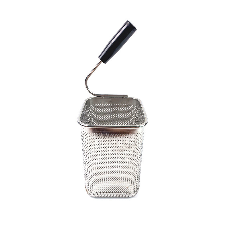 Metal Fryer Basket Square Stainless Steel Perforated Strainer Basket Kitchen Cooking Food Noodle Pasta Strainer Basket