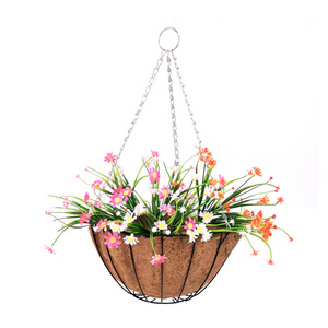 Wholesale Flower Hanging Baskets Pot Hanger Garden Decoration Wire Hanging Planters For Plants Indoor Outdoor With Coconut Liner