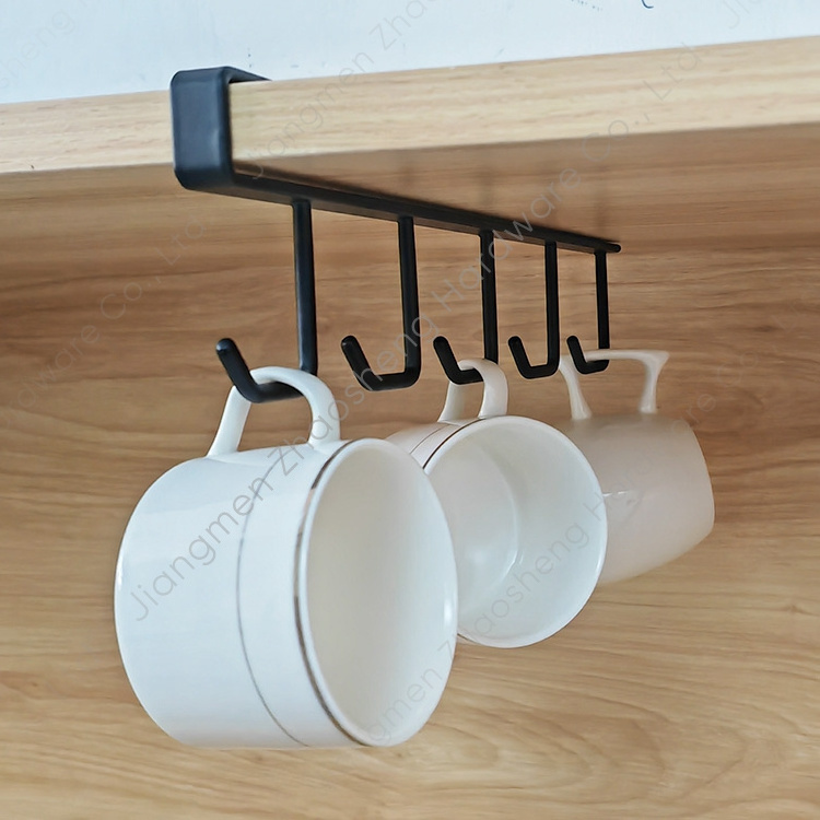 Under Cabinet Desk Drying Mugs Hooks Undershelf Kitchen Utensils Black Tea Coffee Water Cup Rack Holder Kitchen Cup Organizer