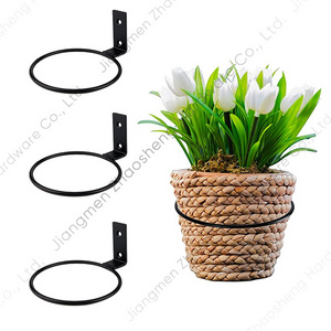 Vertical Black Iron Round Steel Outdoor Hanging Metal Wall Display Pot Holder Ring Hanger Metal Flower Plant Stand for Indoor