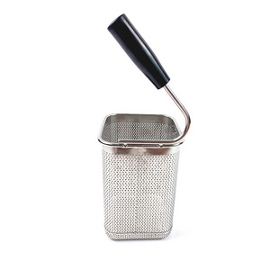 Metal Fryer Basket Square Stainless Steel Perforated Strainer Basket Kitchen Cooking Food Noodle Pasta Strainer Basket