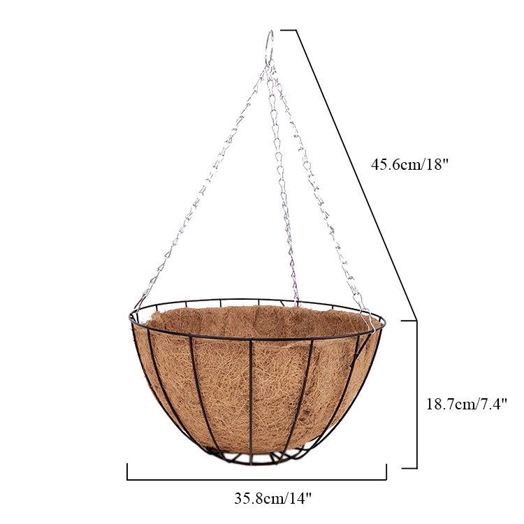 Wholesale Flower Hanging Baskets Pot Hanger Garden Decoration Wire Hanging Planters For Plants Indoor Outdoor With Coconut Liner