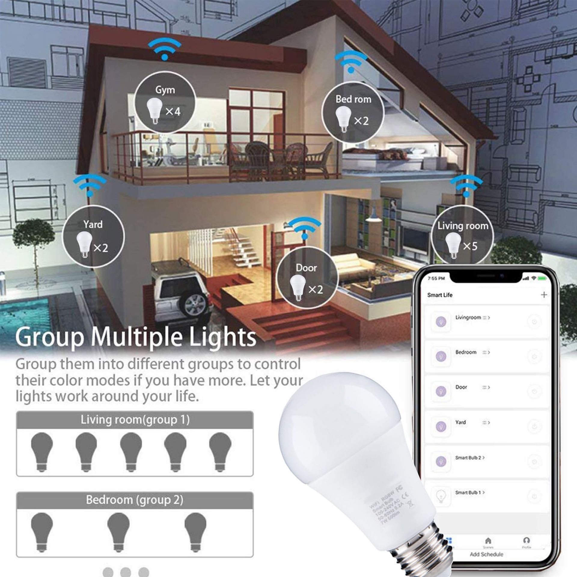 Smart Led Rgb Color Bulb Light E27 With Remote Control rgbcw home color changing led smart light bulb