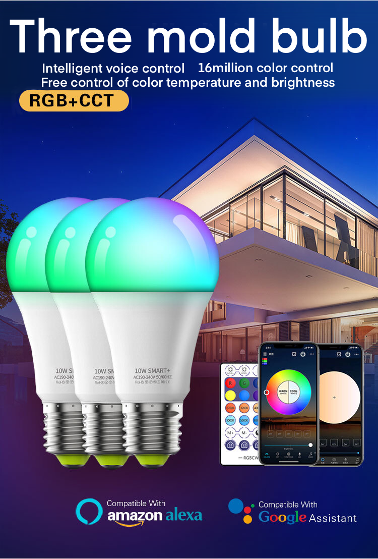 hot sales led home decoration tuya smart light bulb app control 2700k-6500k rgb wifi lamp e27 led lamp led smart light bulb