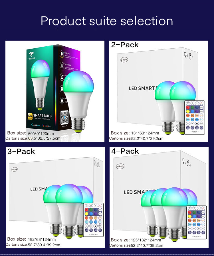 hot sales led home decoration tuya smart light bulb app control 2700k-6500k rgb wifi lamp e27 led lamp led smart light bulb