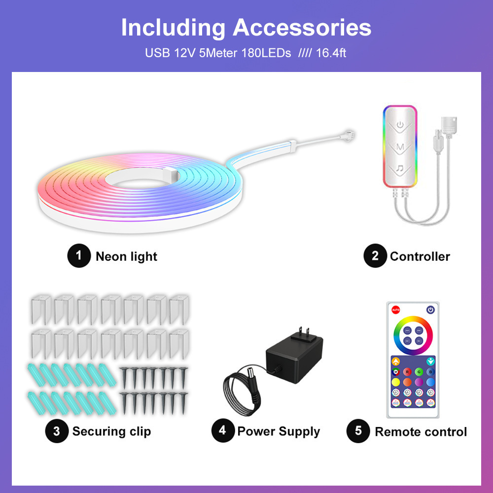 app control neon strip light rgb color changing smart wifi led strip lights with remote for home lighting