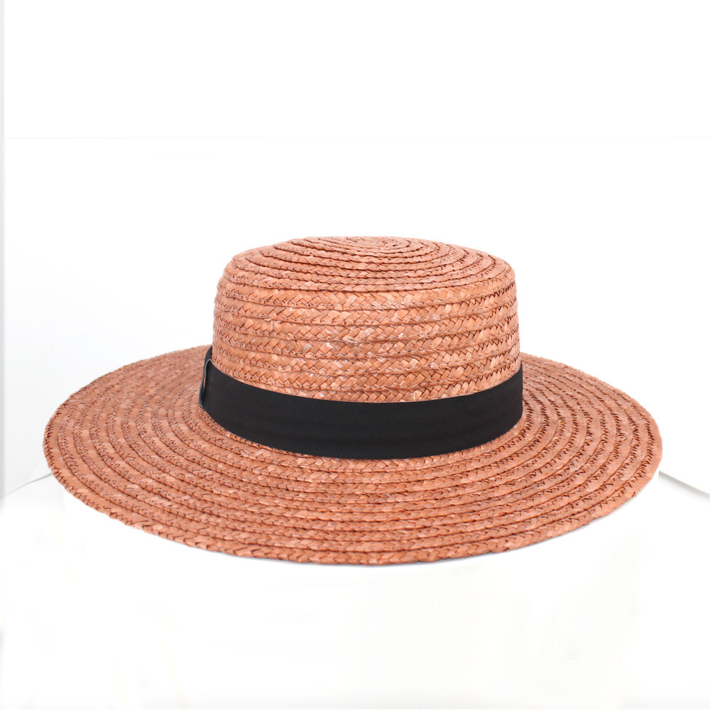 handmade wide brim straw hat with suede bow