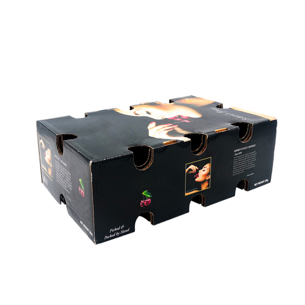 Custom fruit vegetable packaging cartons boxes cherry mango packing folding corrugated cardboard boxes