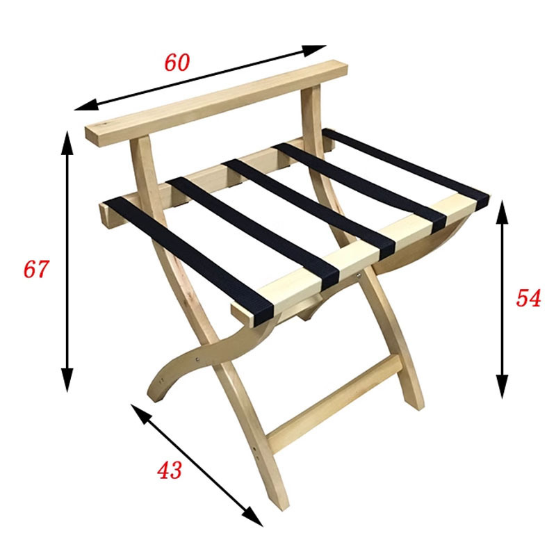 Hot Selling Custom 2 Tiers Wooden Folding Baggage Luggage Rack Hotel Room Suitcase Stand With Straps