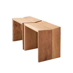 Modern integral solid wood irregular shape exquisite stool without cushion bench