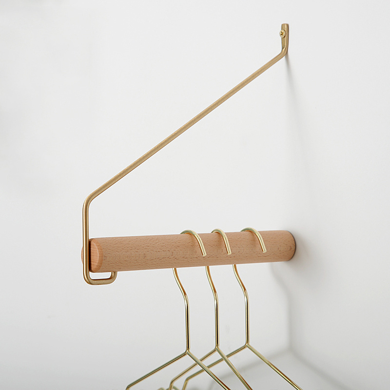 Modern Copper wooden Metal Entryway Wall Coat Tree small Holder Vertical Plate Wall Mountable Clothes Hanger Drying Rack Stand