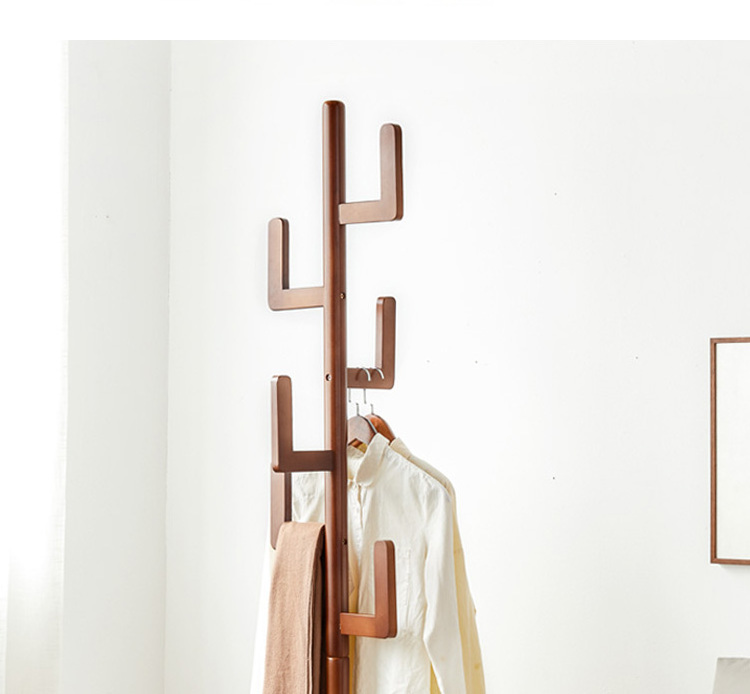 Home Entrance Clothes Hats Bags Scarves Umbrellas Wooden Coat Hanger with Cactus Shape Hooks Freestanding Hall Tree  Coat Rack