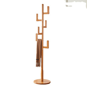 Home Entrance Clothes Hats Bags Scarves Umbrellas Wooden Coat Hanger with Cactus Shape Hooks Freestanding Hall Tree  Coat Rack