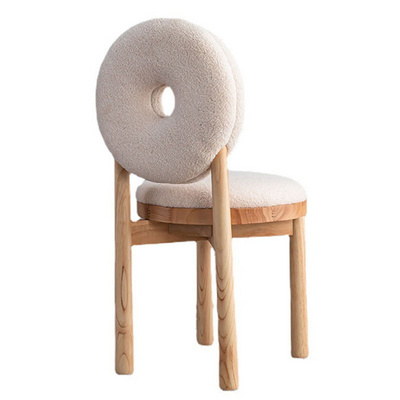 ins solid wood leg leisure chair donut backrest teddy fabric dining living room chair