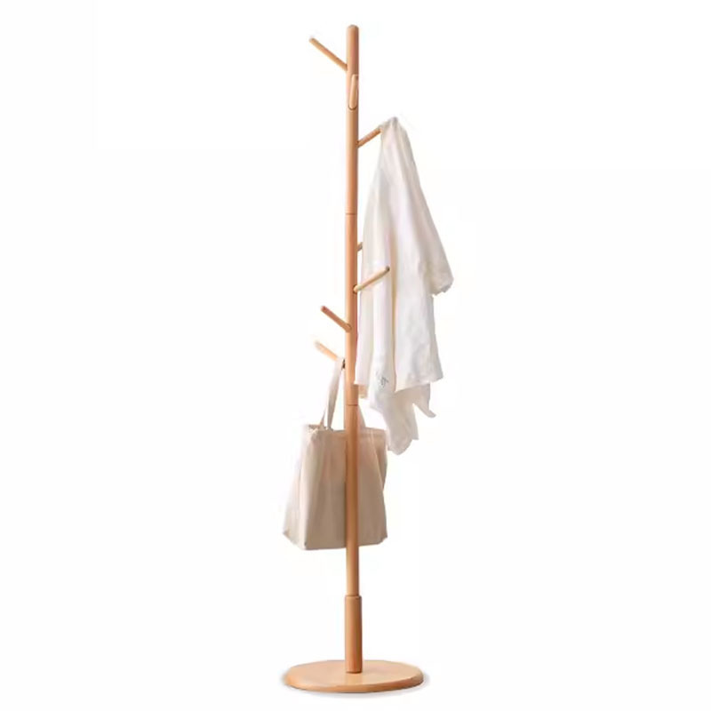 Wooden Coat Rack Stand with 8 Hooks Floor Tree Coat Hanger for Bedroom Living Room Office Suitable for hanging Coats Hats Bags