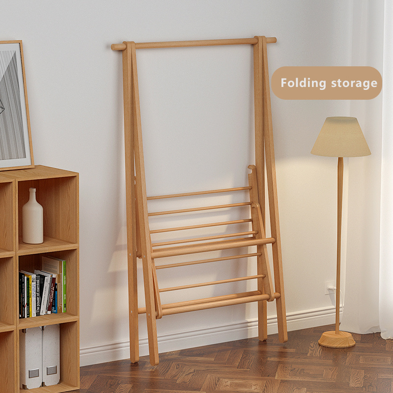 Wooden Clothes Rack With Shelves Heavy Duty Cloth Hanger Rack With Top Rod Hanger Sturdy And Easy Assembly